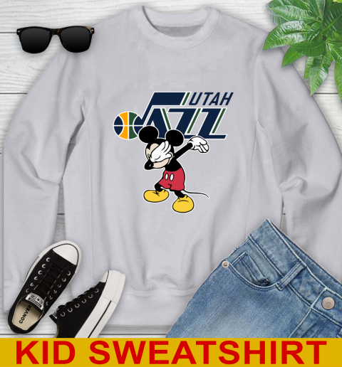 Utah Jazz NBA Basketball Dabbing Mickey Disney Sports Youth Sweatshirt 4