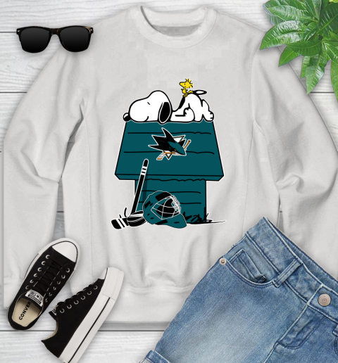 San Jose Sharks NHL Hockey Snoopy Woodstock The Peanuts Movie Youth Sweatshirt