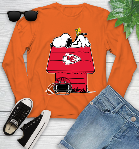 Kansas City Chiefs NFL Football Snoopy Woodstock The Peanuts Movie Youth Long Sleeve 4