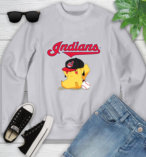 MLB Pikachu Baseball Sports Cleveland Indians Youth Sweatshirt 4
