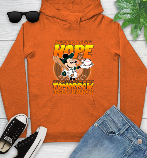 Oakland Athletics MLB Baseball Mickey Disney Never Lose Hope Youth Hoodie 4