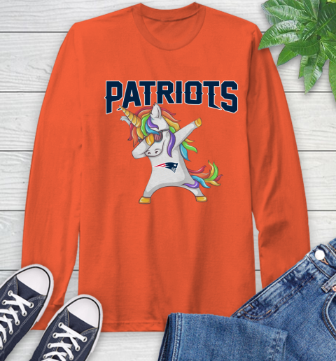 New England Patriots NFL Football Funny Unicorn Dabbing Sports Long Sleeve T-Shirt 5