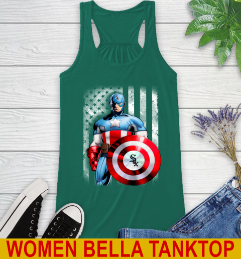 Chicago White Sox MLB Baseball Captain America Marvel Avengers American Flag Shirt Racerback Tank 5