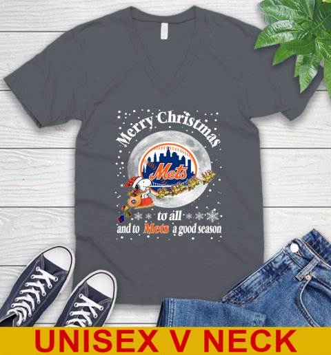 New York Mets Merry Christmas To All And To Mets A Good Season MLB Baseball Sports V-Neck T-Shirt 4