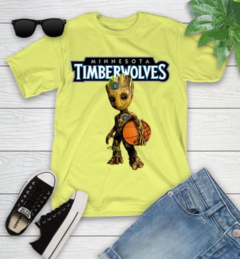 Minnesota Timberwolves NBA Basketball Groot Marvel Guardians Of The Galaxy Youth T-Shirt 8
