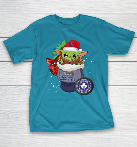 Toronto Maple Leafs Christmas Baby Yoda Star Wars Funny Happy NHL T-Shirt 8