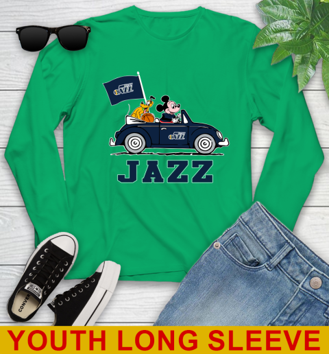 NBA Basketball Utah Jazz Pluto Mickey Driving Disney Shirt Youth Long Sleeve 7
