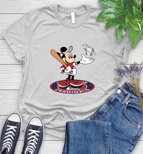 MLB Baseball St.Louis Cardinals Cheerful Mickey Disney Shirt Women's T-Shirt 2