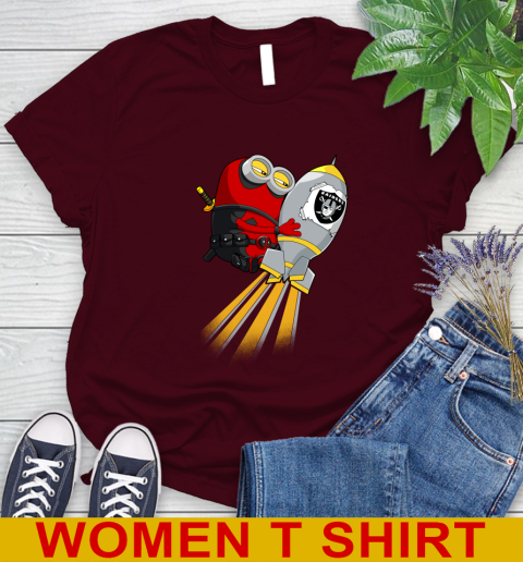 NFL Football Oakland Raiders Deadpool Minion Marvel Shirt Women's T-Shirt 6