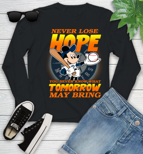 Seattle Mariners MLB Baseball Mickey Disney Never Lose Hope Youth Long Sleeve