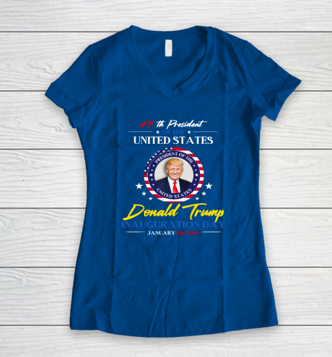 President Donald Trump Inauguration Day 2025 47th President Women's V-Neck T-Shirt 5