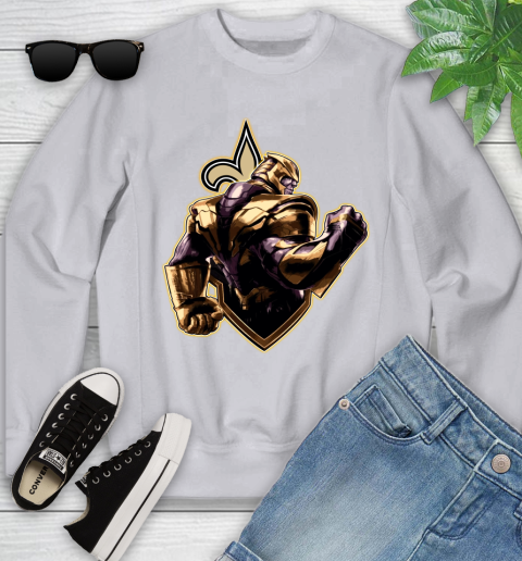 NFL Thanos Avengers Endgame Football Sports New Orleans Saints Youth Sweatshirt 4