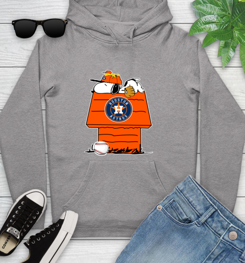 MLB Houston Astros Snoopy Woodstock The Peanuts Movie Baseball T Shirt Youth Hoodie 6