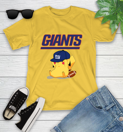 NFL Pikachu Football Sports New York Giants Youth T-Shirt 8
