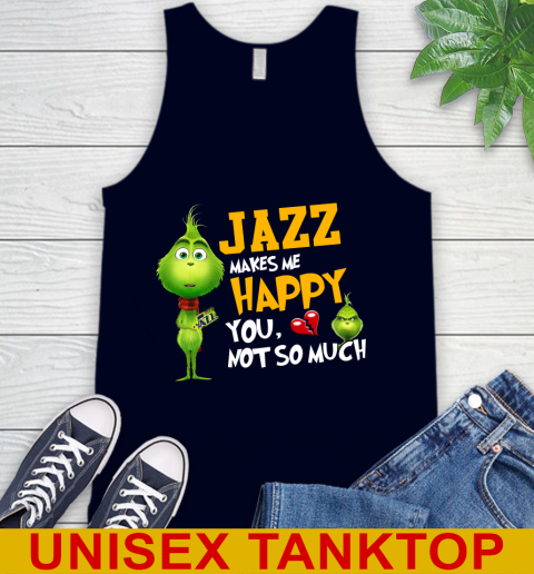 NBA Utah Jazz Makes Me Happy You Not So Much Grinch Basketball Sports Tank Top 2