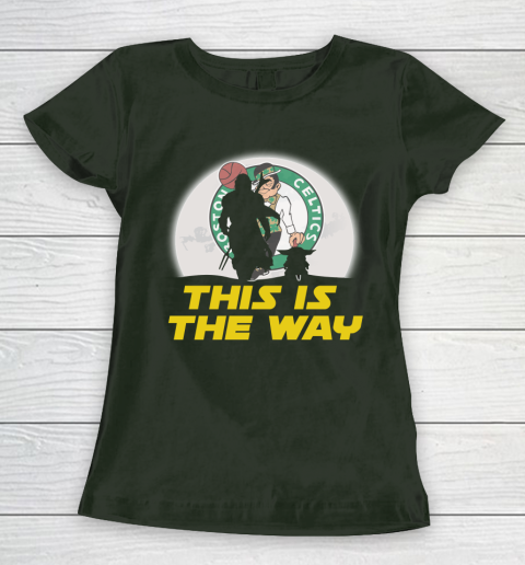 Boston Celtics NBA Basketball Star Wars Yoda And Mandalorian This Is The Way Women's T-Shirt 4