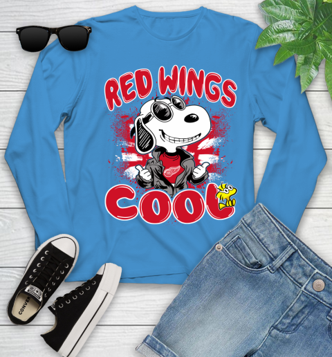 NHL Hockey Detroit Red Wings Cool Snoopy Shirt Youth Long Sleeve 7