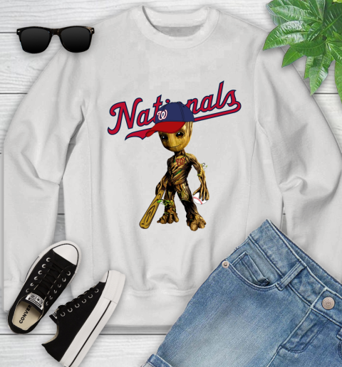 MLB Washington Nationals Groot Guardians Of The Galaxy Baseball Youth Sweatshirt