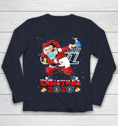 Utah Jazz Funny Santa Claus Dabbing Christmas 2020 NBA Youth Long Sleeve 2