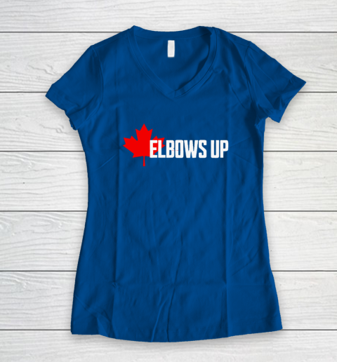 Elbows Up Canada True North Strong and Free Proud Canadian Women's V-Neck T-Shirt 5