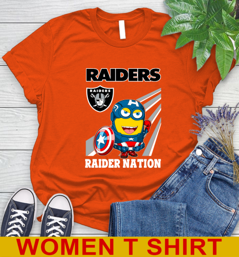 NFL Football Oakland Raiders Captain America Marvel Avengers Minion Shirt Women's T-Shirt 3