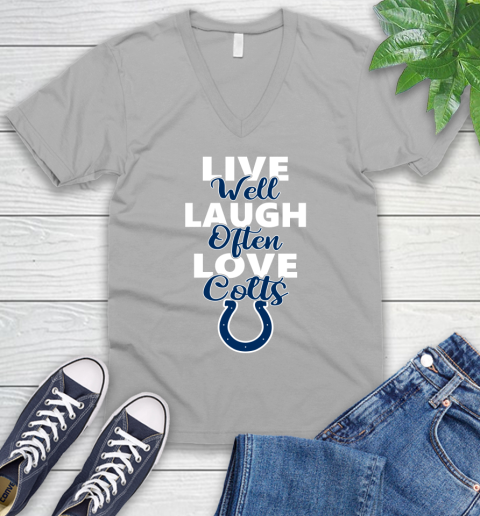 NFL Football Indianapolis Colts Live Well Laugh Often Love Shirt V-Neck T-Shirt 3