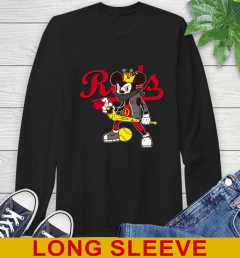 Cincinnati Reds MLB Baseball Mickey Peace Sign Sports Long Sleeve T-Shirt 2