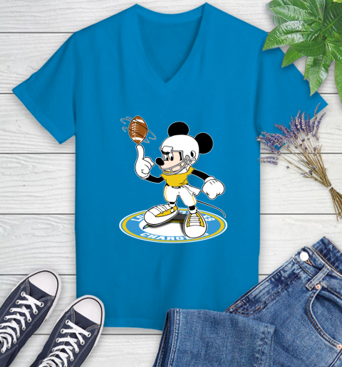 NFL Football Los Angeles Chargers Cheerful Mickey Disney Shirt Women's V-Neck T-Shirt 7 NFL Football Los Angeles Chargers Cheerful Mickey Disney Shirt Women's V-Neck T-Shirt - Image 7