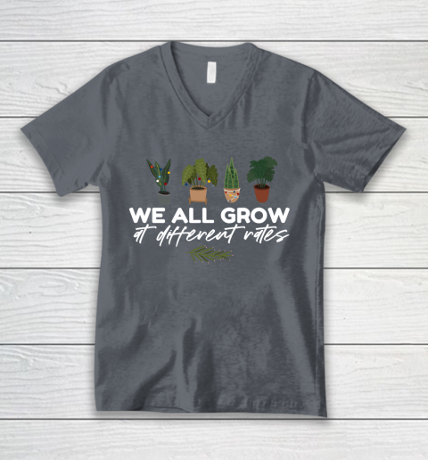 We All Grow At Different Rates, Special Education Teacher Autism Awareness V-Neck T-Shirt 4