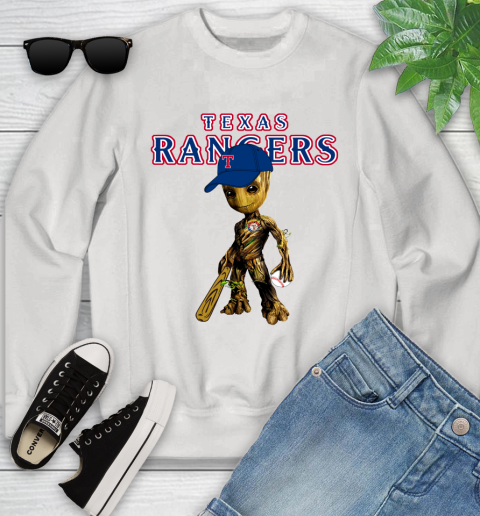 MLB Texas Rangers Groot Guardians Of The Galaxy Baseball Youth Sweatshirt