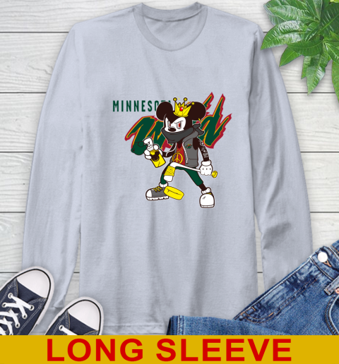 Minnesota Wild NHL Hockey Mickey Peace Sign Sports Long Sleeve T-Shirt 6