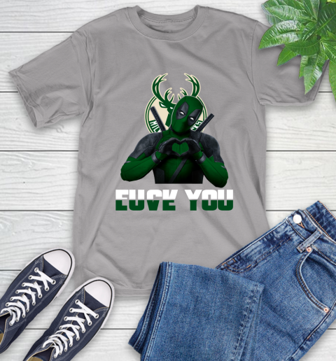 NBA Milwaukee Bucks Deadpool Love You Fuck You Basketball Sports T-Shirt 6