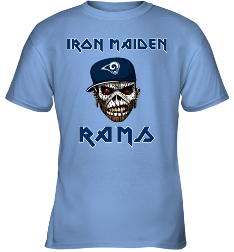 NFL Los Angeles Rams Iron Maiden Rock Band Music Football Sports OtuHPCHZ8LV youth t shirt 26 95 151514 front carolina blue