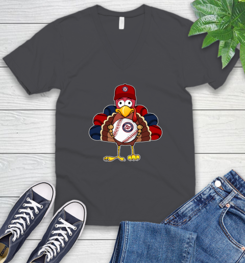 Washington Nationals Turkey thanksgiving V-Neck T-Shirt 5