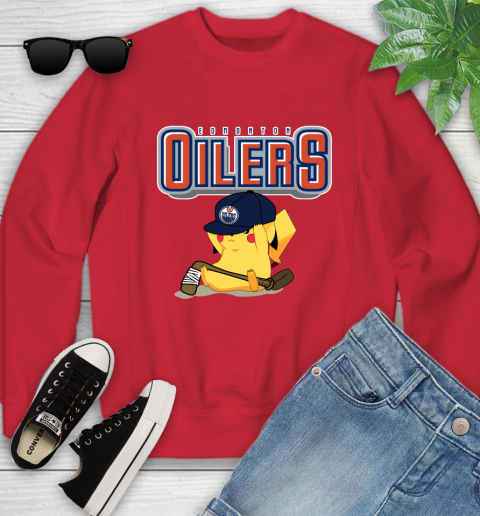 NHL Pikachu Hockey Sports Edmonton Oilers Youth Sweatshirt 9
