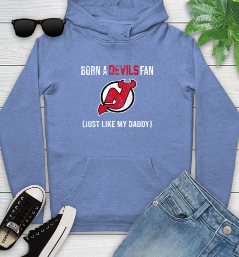 NHL New Jersey Devils Hockey Loyal Fan Just Like My Daddy Shirt Youth Hoodie - Image 12