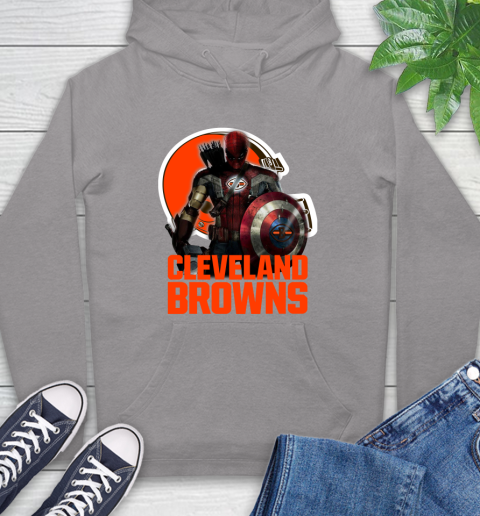 NFL Captain America Thor Spider Man Hawkeye Avengers Endgame Football Cleveland Browns Hoodie 6