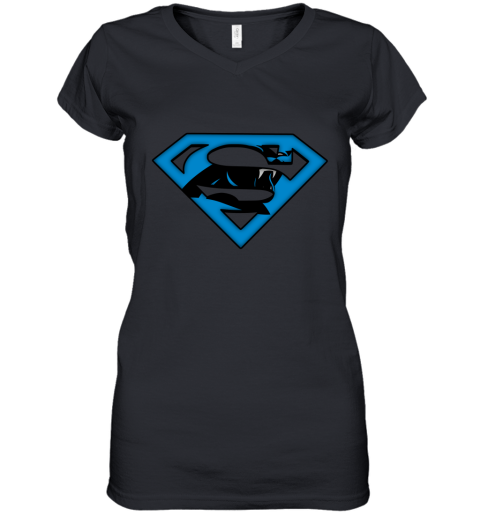We Are Undefeatable The Carolina Panthers x Superman NFL Women's V-Neck T-Shirt