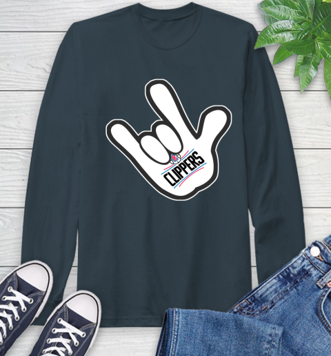LA Clippers NBA Basketball Mickey Rock Hand Disney Long Sleeve T-Shirt 8
