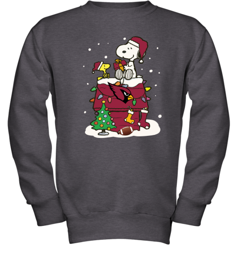 s1y9 a happy christmas with arizona cardinals snoopy youth sweatshirt 47 front dark heather
