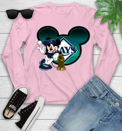 MLB Tampa Bay Rays The Commissioner's Trophy Mickey Mouse Disney Youth Long Sleeve 10