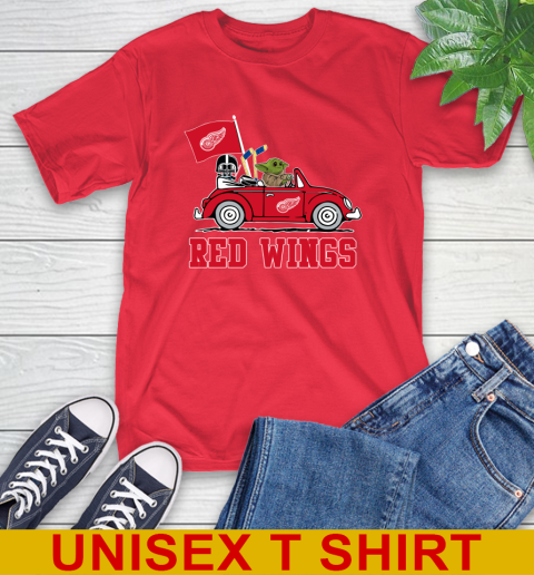 NHL Hockey Detroit Red Wings Darth Vader Baby Yoda Driving Star Wars Shirt T-Shirt 11 NHL Hockey Detroit Red Wings Darth Vader Baby Yoda Driving Star Wars Shirt T-Shirt - Image 11