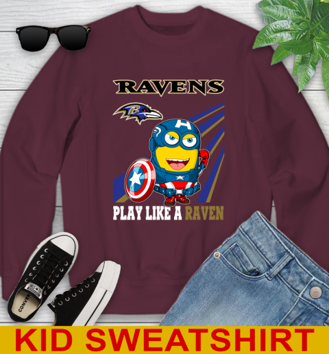 NFL Football Baltimore Ravens Captain America Marvel Avengers Minion Shirt Youth Sweatshirt 4