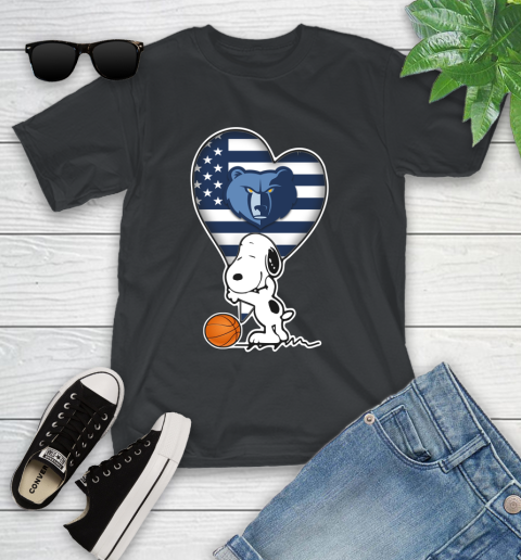 Memphis Grizzlies NBA Basketball The Peanuts Movie Adorable Snoopy Youth T-Shirt 2
