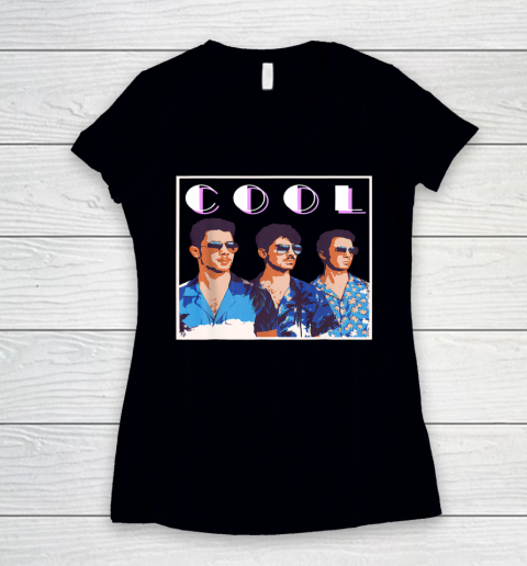 Vintage Jonas Cool brothers Gift happiness 80s 90s Women's V-Neck T-Shirt