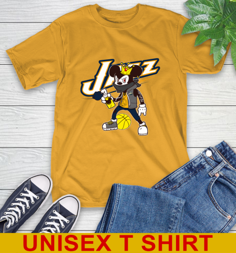 Utah Jazz NBA Basketball Mickey Peace Sign Sports T-Shirt 3