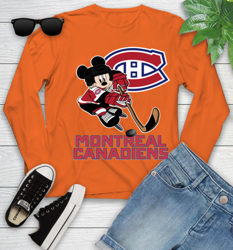 NHL Montreal Canadiens Mickey Mouse Disney Hockey T Shirt Youth Long Sleeve 4