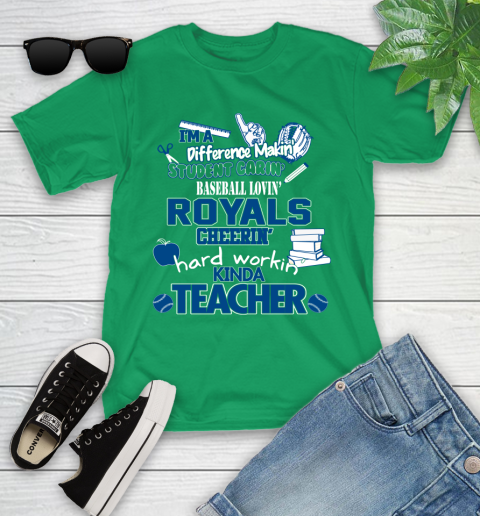 Kansas City Royals MLB I m A Difference Making Student Caring Baseball Loving Kinda Teacher Youth T Shirt Tee For Sports