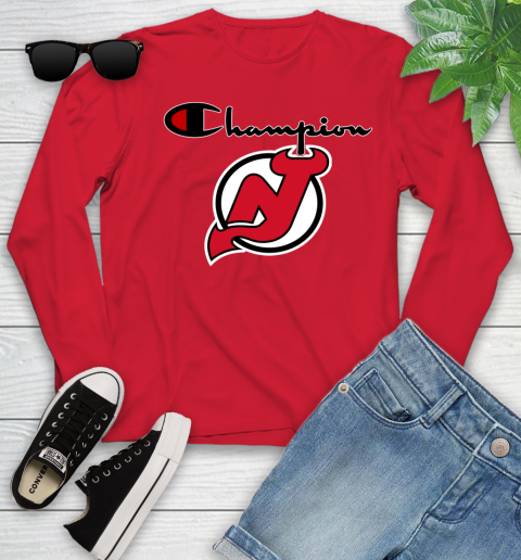 NHL Hockey New Jersey Devils Champion Shirt Youth Long Sleeve 9