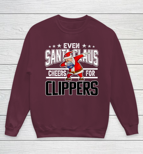 LA Clippers Even Santa Claus Cheers For Christmas NBA Youth Sweatshirt 4